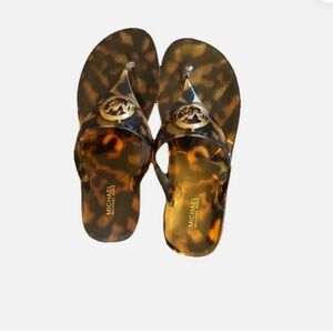 MICHAEL KORS Womens Lillie Jelly sandals MK Logo size 8 brown